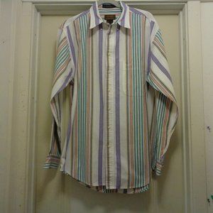 EDDIE BAUER  COLORS MENS TALL EXTRA LONG STRIPES SHIRT M
